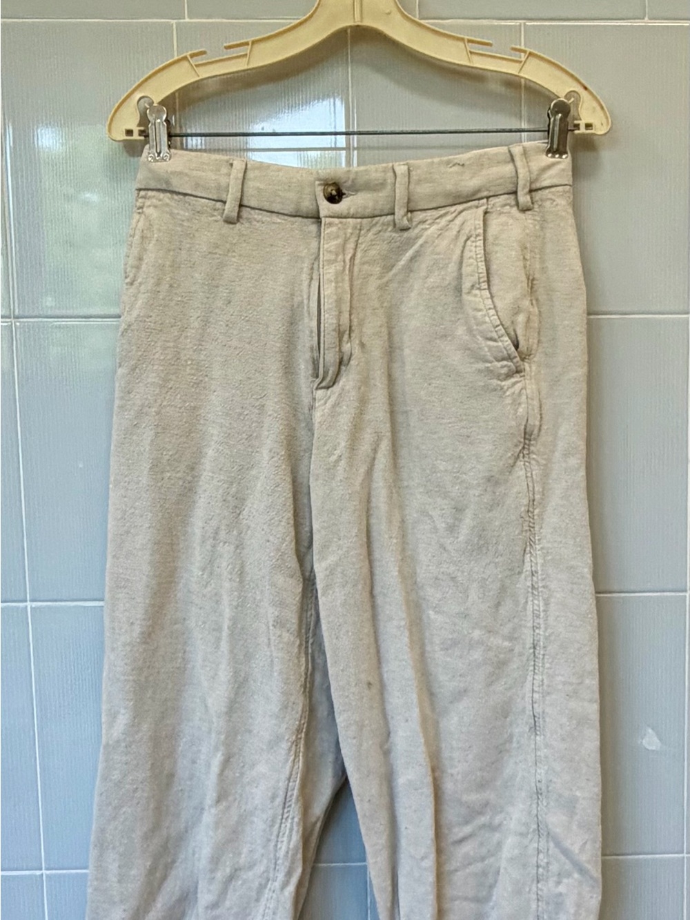 Abercrombie & Fitch Light Beige Linen Pants
